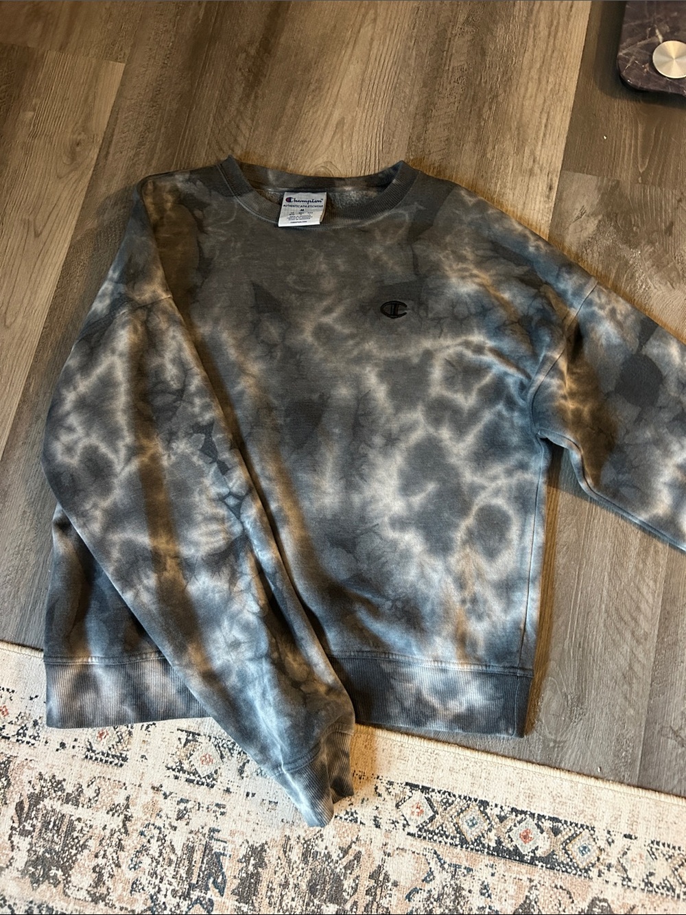 Champion women’s  Gray Tie-Dye Crewneck Sweatshirt